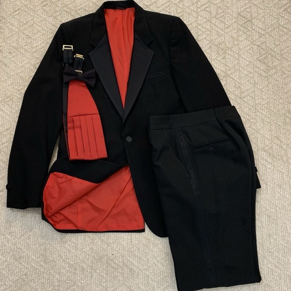 Raffinati Tuxedo Tailcoat with Pants Men's Black Made in USA Size 39L 30W VTG 80 - Picture 1 of 16